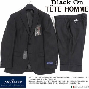 新品1円～★定価7.5万 Black On TETE HOMME テットオム イタリア生地 ANGELICO アンジェリコ ウール毛100％ストライプスーツ 98AB6◆4204◆