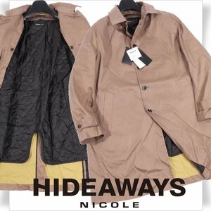 新品1円～★定価2.6万 HIDEAWAYS NICOLE ハイダウェイ ニコル メンズ 中綿ライナー付ステンカラーコート 54 4L 大きい ベージュ ◆4266◆