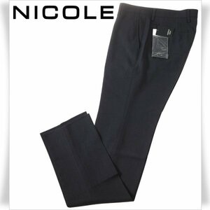 新品1円～★ニコル セレクション NICOLE selection メンズ TRABEST シャンブレーヘリンボーン スラックスパンツ 48 L 紺ノータック◆4380◆