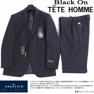 新品1円～★定価7.5万 Black On TETE HOMME テットオム イタリア生地 ANGELICO アンジェリコ ウール毛100％ ストライプスーツ98AB6◆4454◆