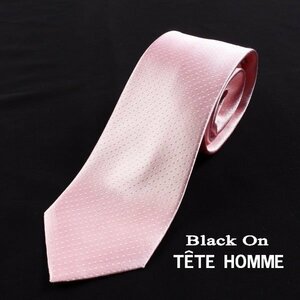 新品1円～★Black On TETE HOMME テットオム シルク絹100％ ネクタイ 織柄 ピンク ドット 正規店本物◆4492◆