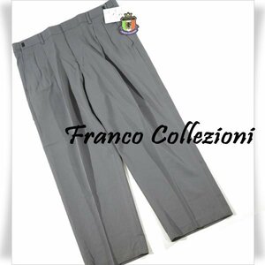 新品1円～★Franco Collezioni フランコ・コレツィオーニ メンズ ストレッチスラックスパンツ 85-91cm ツータック グレー◆4513◆