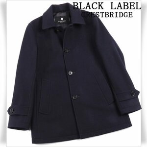 新品1円～★BLACK LABEL ブラックレーベル クレストブリッジ 羊毛 ステンカラーコート M 防寒コート ネイビー 正規店本物◆4631◆