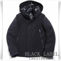 新品1円～★定価6.8万 BLACK LABEL ブラックレーベル クレストブリッジ 中綿フーデッドコート M 黒 防寒コート フード ブラック ◆4717◆_画像1