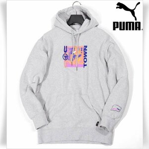 新品1円～★定価1.3万 PUMA プーマ メンズ ウェア プリント スウェット フーディ パーカー XS プルオーバー フーデッド コットン綿◆4861◆