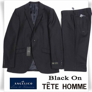 新品1円～★定価7.5万 Black On TETE HOMME テットオム イタリア生地 ANGELICO アンジェリコ ウール毛100％ ストライプスーツ 96Y7◆4958◆