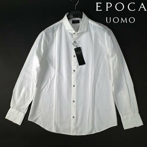 新品1円～★定価2.5万 エポカ ウォモ EPOCA UOMO メンズ 長袖 国産生地使用 ドビーシャツ 48 L 白 正規店本物 ◆4979◆