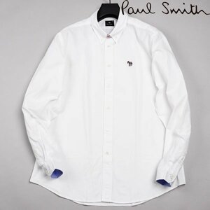 新品1円～★定価1.5万 ポールスミス PS Paul Smith 長袖 スポーツストライプ ゼブラワンポイントシャツ XL 白 ボタンダウン ◆5119◆