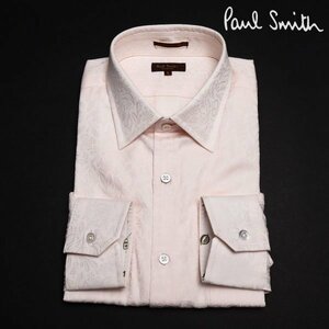 新品1円～★定価2.6万 ポールスミス コレクション Paul Smith 日本製 長袖 花柄織柄 ドレスシャツ L 袖裏マリン柄 ピンク 本物 ◆5124◆