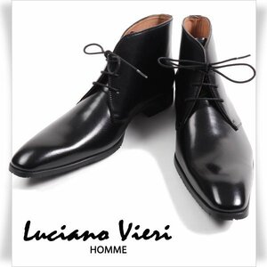 新品1円～★定価1.9万 Luciano Vieri ルチアーノ ヴィエリ 日本製 牛革レザーチャッカブーツL 27.0-27.5cm EEE 黒 百貨店 ビジネス◆4962◆