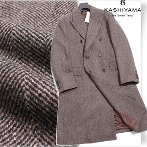 新品1円～★オンワード KASHIYAMA カシヤマ イタリア生地 Tollegno1900 トレーニョ 秋冬 ウール毛100% チェスターコート L ロング ◆5439◆