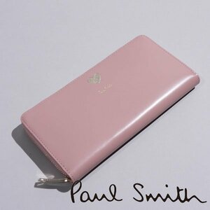 新品1円～★ポールスミス Paul Smith 箱付き 牛革 レザー ラウンドファスナー長財布 ロングウォレット カットアウト ピンク◆5469◆