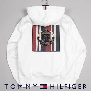 新品1円～★定価1.9万 TOMMY HILFIGER トミー ヒルフィガー アイコンバックパッチパーカー S 白 スウェット オーバーサイズ ◆5531◆