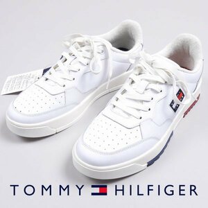 新品1円～★TOMMY JEANS トミー ジーンズ バスケット レザー スニーカー シューズ 27.5cm 白 トミーヒルフィガー 正規店本物◆5541◆