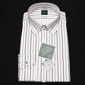 新品1円～★SMC SHIRT MAKER CHOYA メンズ ストレッチ 長袖 ボタンダウン ドレスシャツ 39-82 ストライプ 百貨店ブランド 本物 ◆5796◆