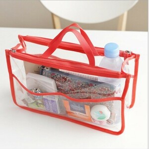  clear handbag case red 