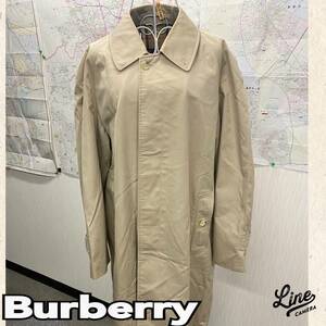 BURBERRY ◆ ステンカラー ロングコート L ベージュ 裏 ノバチェック柄 ◆ バーバリー ◆ メンズ 現状品