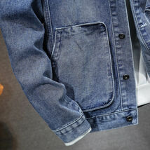 新品 デニムジャケット メンズ 高級 ジージャン パーカ フード付き ゆったり 紳士 トップス アウター ワークジャケット おしゃれ 紺 M~3XL_画像8