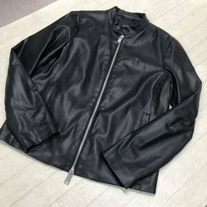 中古　劣化有　長期保管品　A/X ARMANI EXCHANGE　アルマーニ エクスチェンジ シングル ライダース フェイクレザー 　ジャケット　ブラック