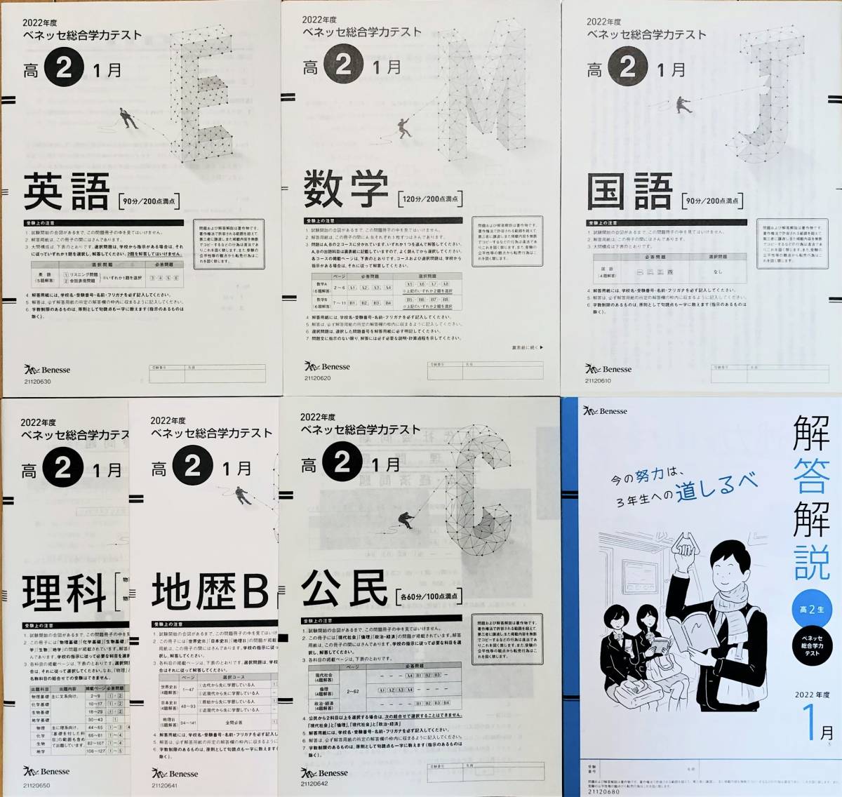 進研模試 ベネッセ ２０２２年１月実施 高２ 総合学力テスト ２０２１