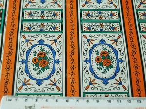  Switzerland made Vintage & retro wax paper, wrapping paper 50cm x 100cm ( tile. sama . orange color. rose print )