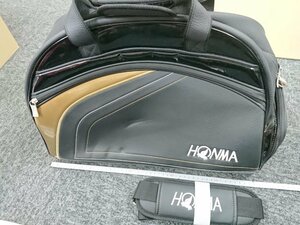 60178《美品》HONMA ホンマ ボストンバッグ シューズ収納付 ブラック×ゴールド