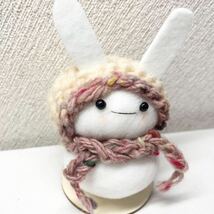 ハンドメイド　うさちゃんゆきだるま 雪だるま　冬_画像2