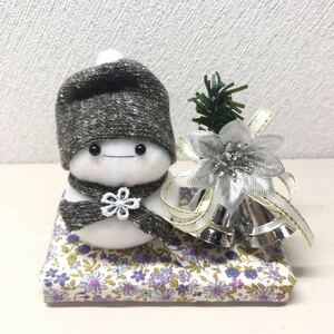 ハンドメイド　ゆきだるま クリスマス　冬のインテリア　雪だるま　ベル