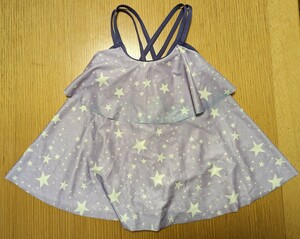 激安☆120cm 女の子水着　ワンピース　紫色星柄　古着♪送料込!