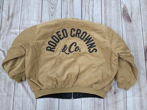 19．RODEO CROWNS　ロデオクラウン　リバーシブル　中綿入り ナイロン/コーデュロイ ボンバージャケット　メンズM ベージュ黒y308