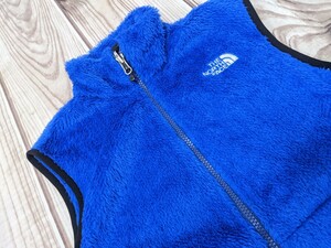 8．ノースフェイス　NORTH FACE POLARTEC NAW45108 ジップアップ ボアベスト　S　青黒アウトドアウェア x411