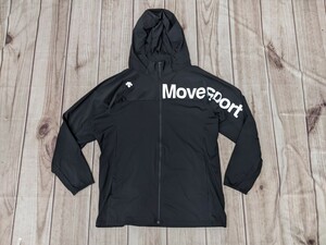 14．良品 大きいサイズ　デサント　MOVE SPORT　複合繊維 ジップアップ ストレッチパーカー ブルゾン　　メンズ2L　黒白 x409