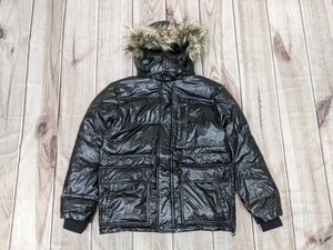 9．ユニクロ　PREMIUM DOWN　JACKET　ファーフード取り外し可能ダウンジャケット　メンズL　黒y408