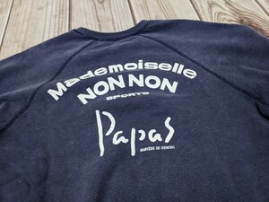 16．Mademoiselle NON NON PAPAS バック袖デザイン　スウェットトレーナー　ネイビー白x509
