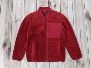 4．BULKY Fleece ユニクロ ナイロン切替 フリースジャケットブルゾン　メンズL　赤えんじy607