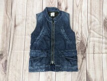 8．DENIM ＆ DUNGAREE UNIVERSAL No 737217 裏ボア ジップアップデニムベスト サイズ160　ネイビー　y613_画像1