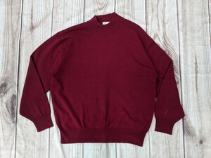 15．Front カシミヤ100　カシミア100　モックネックニットセーター　メンズL　えんじx608