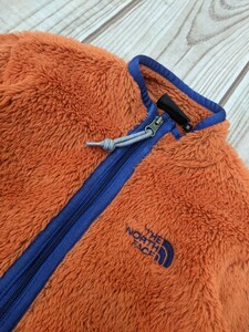 8．ノースフェイス NORTH FACE POLARTEC NAJ45406 ボアフリースブルゾン　キッズS　オレンジ系ネイビー　アウトドア x610