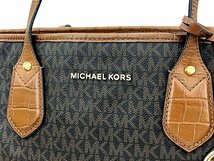 MICHAEL KORS マイケルコース MKロゴ シグネチャー サフィアーノ モノグラム スモール トートバッグ 30T9GV0T5B PVC レザー_画像4