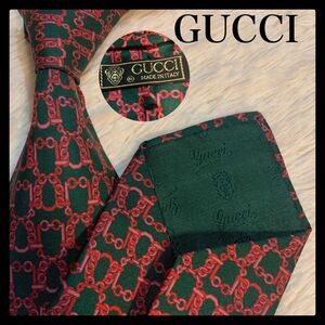 GUCCI オールドグッチ シルクネクタイ チェーンモチーフ 大剣9.5cm イタリア製