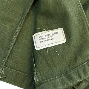60s 米軍 U.S.ARMY ユーティリティシャツ 16 1/2×32 オリーブ グリーン Cotton Sateen OG 107 ミリタリー シャツ ジャケット ヴィンテージの画像3