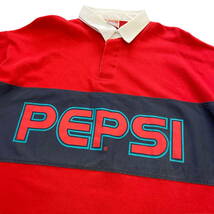 90s USA製 PEPSI ラガーシャツ M レッド 長袖 ラグビー ポロシャツ ペプシ コーラ 企業 ロゴ 90年代 ヴィンテージ _画像2