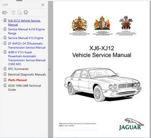 ジャガー X300 XJ XJ6 XJ12 1994-97 ワークショップマニュアル 整備書 パーツマニュアル V12 直6 AJ16 3.2L 4.0L 4.0 supercharged Jaguar