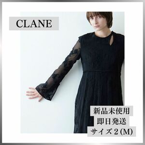 【新品未使用】CLANE バージュフラワージャガードワンピース ブラック M 完売品 クラネ オケージョン ドレス 黒
