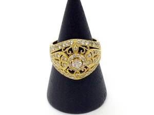 ◆◆【ダイヤモンド】K18 18金ゴールド メレ ダイヤ 1.00ct リング 指輪 13号 デザイン チェッカー反応確認済み oi ◆◆