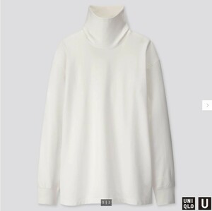 ☆UNIQLO U タートルネック　Tシャツ　Lサイズ　白　中古　ユニクロ　ルメール　エクストラファインコットン☆