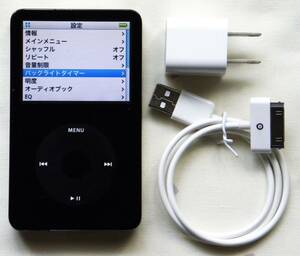 Apple iPod classic 新品バッテリー 60GB（黒） A1136　動作品　充電器・USB接続ケーブル付　送料全国一律無料