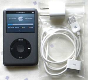 Apple iPod classic 新品バッテリー 120GB 　A1238　 MB565J（黒） 充電器・USB接続ケーブル付（アップル純正)　送料全国一律無料