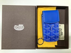 ゴヤール キーケース ポーター GM ブルー　PVCコーティングキャンバス ヘリンボーン柄　GOYARD キーホルダー 箱付き　青