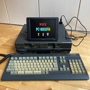 【動作確認済・良品】PC-8801FHブラックモデル・純正キーボード（TYPE A） ・電源ケーブルを出品いたします！